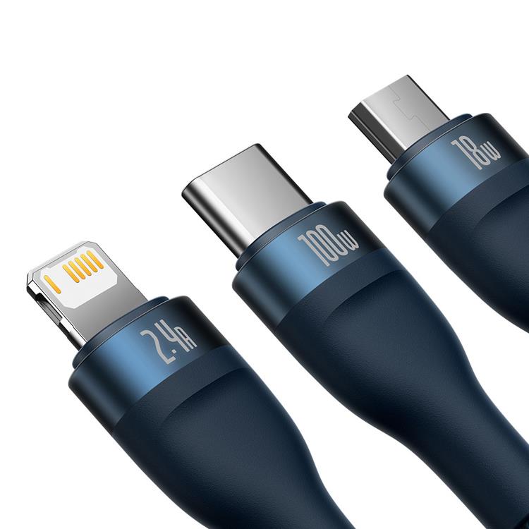 BASEUS Baseus 3in1 USB-A till USB-C Lightning microUSB kabel 100W 1.2m