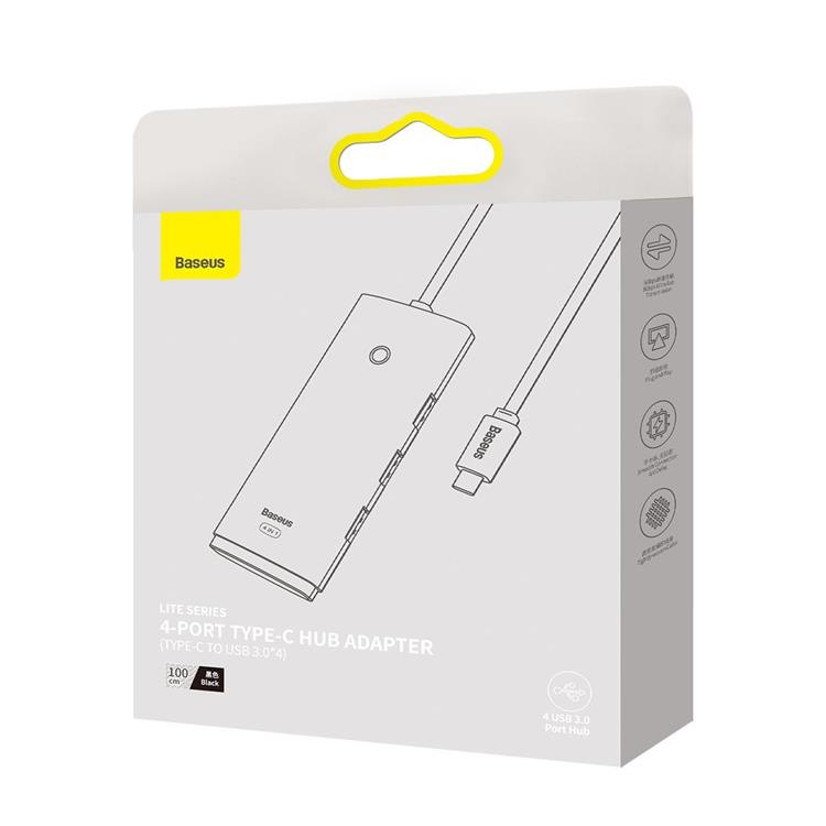 BASEUS Baseus HUB USB-C 4x USB-A till USB-C Kabel 1m - Svart