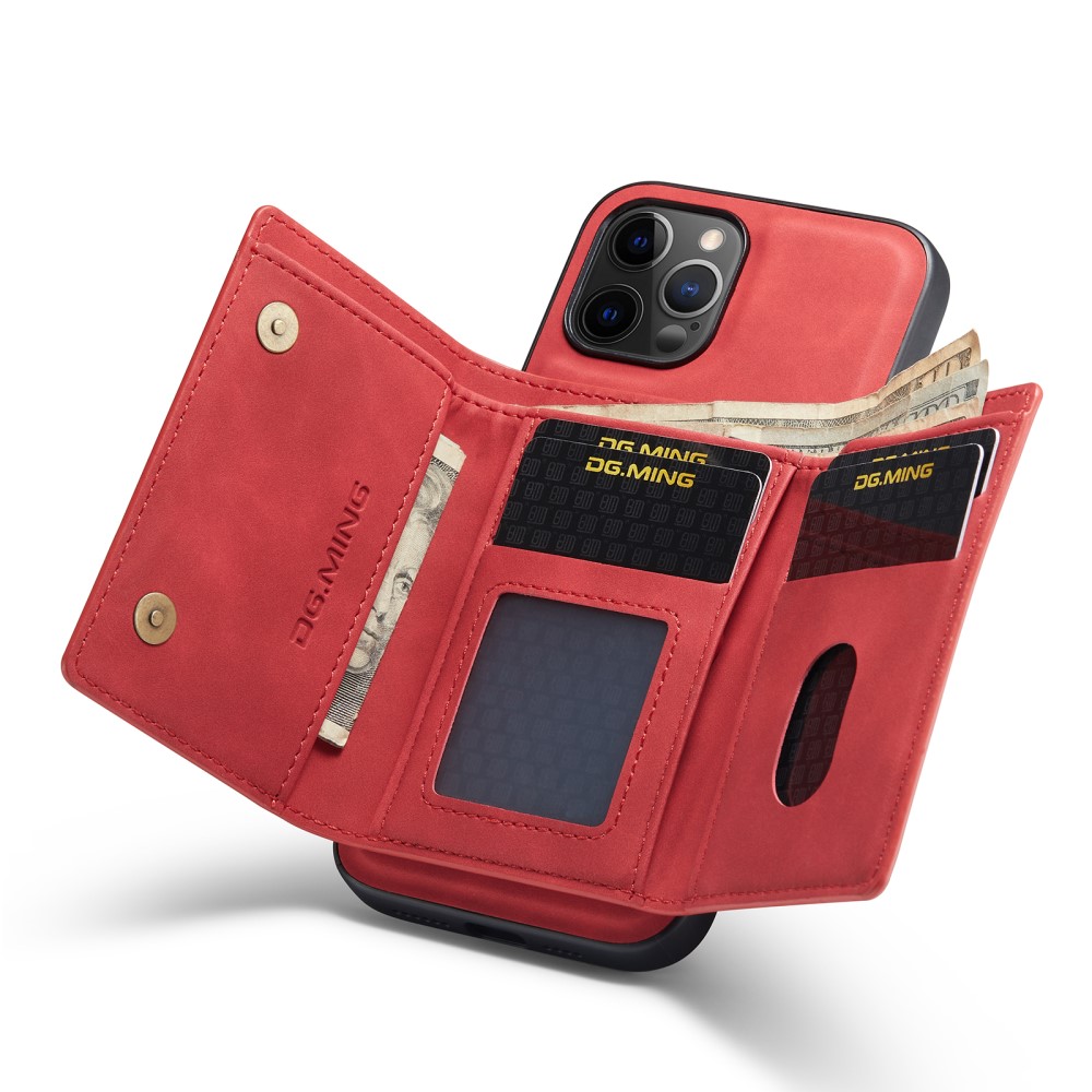 DG.MING DG.MING iPhone 13 Pro Max Skal samt Wallet med Kickstand - Röd