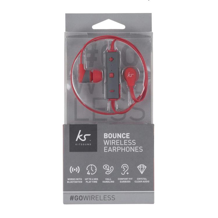 Kitsound KITSOUND Hörlurar Bounce In-Ear Trådlös Mic - Röd