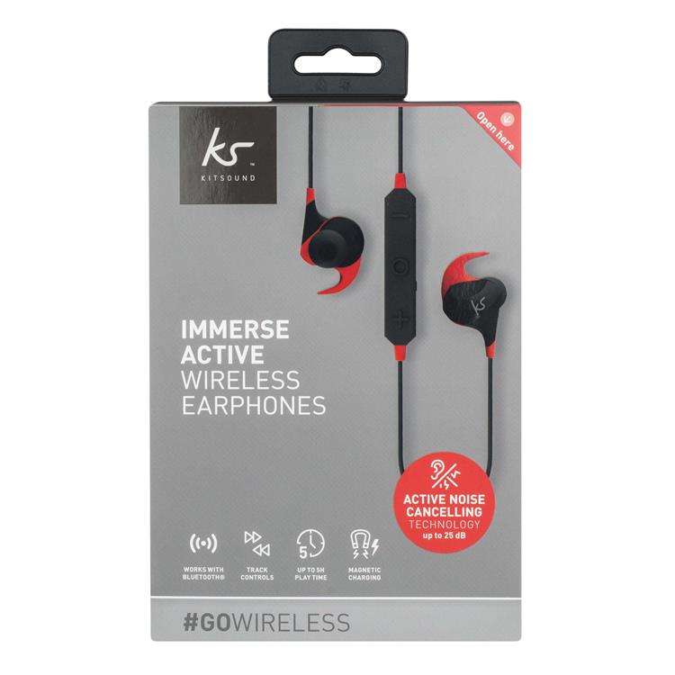 Kitsound KITSOUND Hörlurar Immerse Active ANC In-Ear Trådlös - Röd