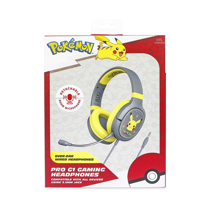 POKEMON POKEMON Pikachu Gaming-Headset Over Ear Bom-mikrofon - Grå