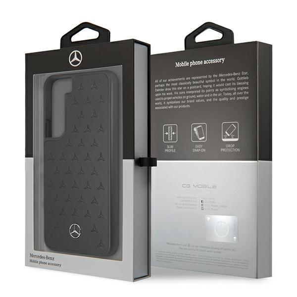 Mercedes Mercedes Läder Stars Pattern Skal Galaxy S22 Plus - Svart
