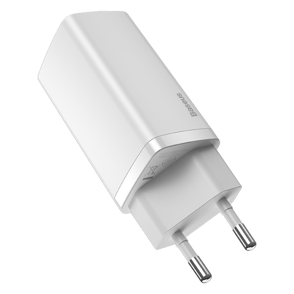 BASEUS Baseus GaN2 Lite Snabb Väggladdare 65W USB / USB-C - Vit