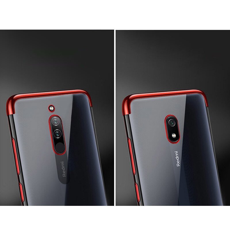 OEM Clear skal med frame till Xiaomi Redmi 8A - Svart