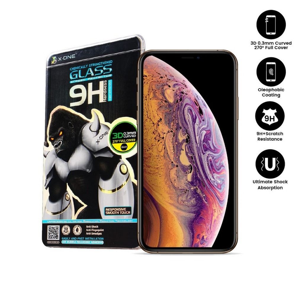 X-One X-ONE Härdat Glas till iPhone X/Xs 3D Full Cover Svart