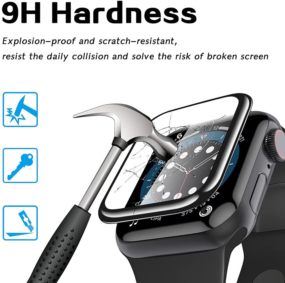 A-One Brand [2-PACK] 3D Curved Härdat Glas Skärmskydd Full Glue Apple Watch 41mm - Svart