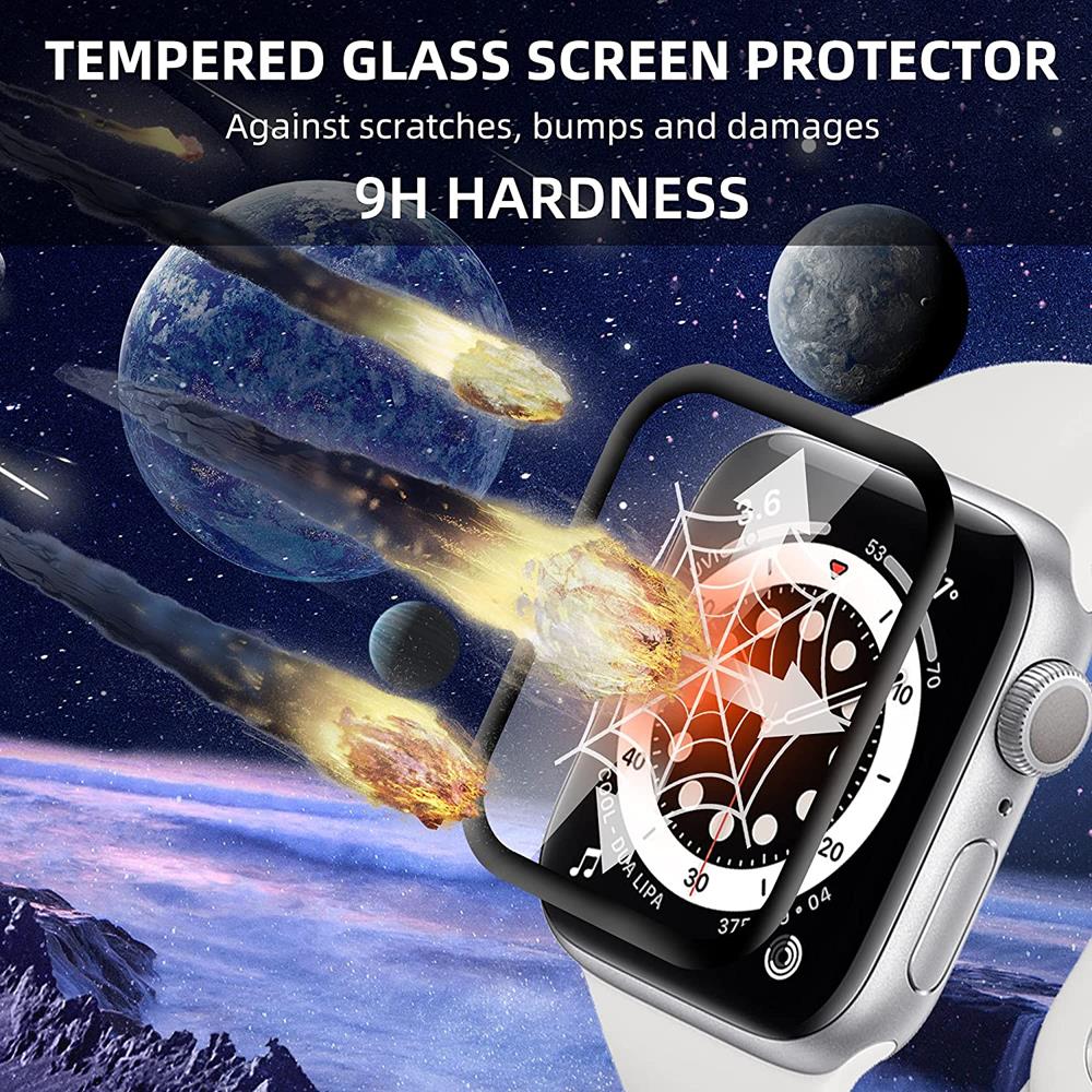 A-One Brand [2-PACK] 3D Curved Härdat Glas Skärmskydd Full Glue Apple Watch 41mm - Svart