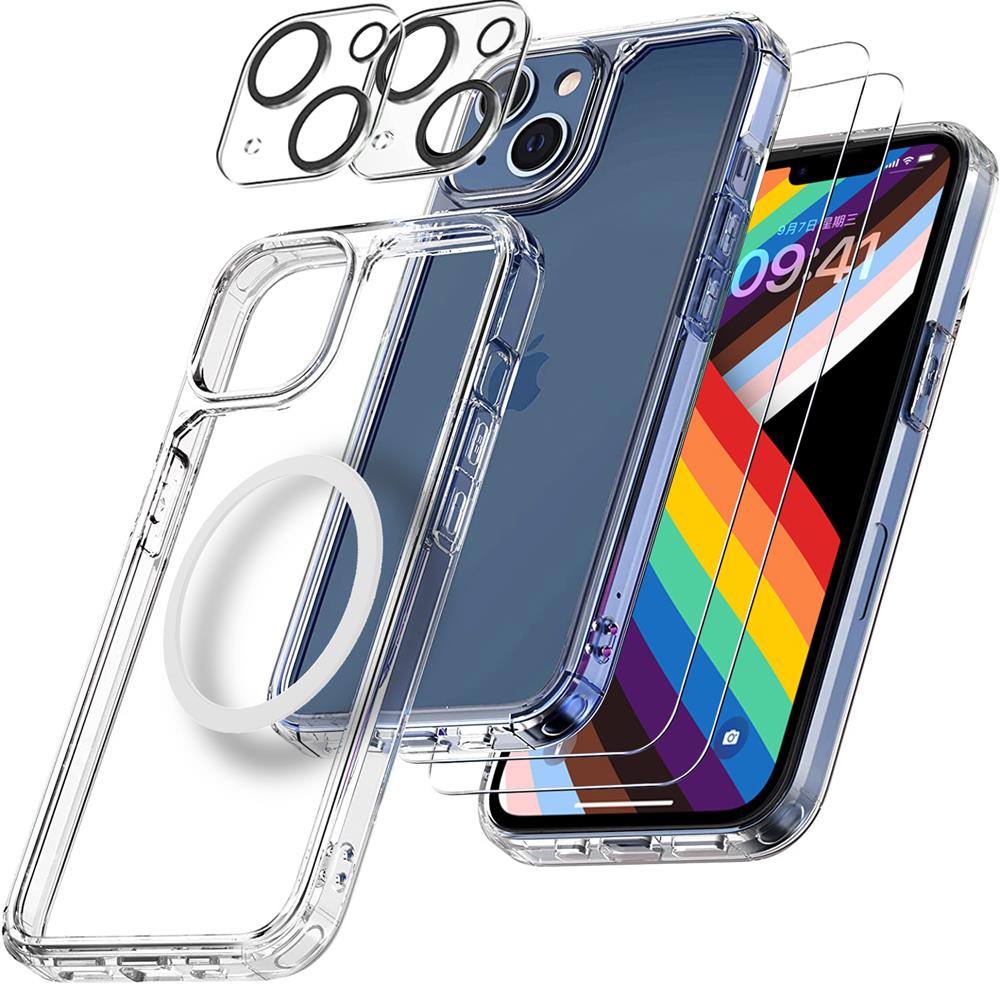 Boom of Sweden [6in1] BOOM iPhone 14 Plus Skal - Kameralinsskydd - Härdat Glas - MagSafe Ring