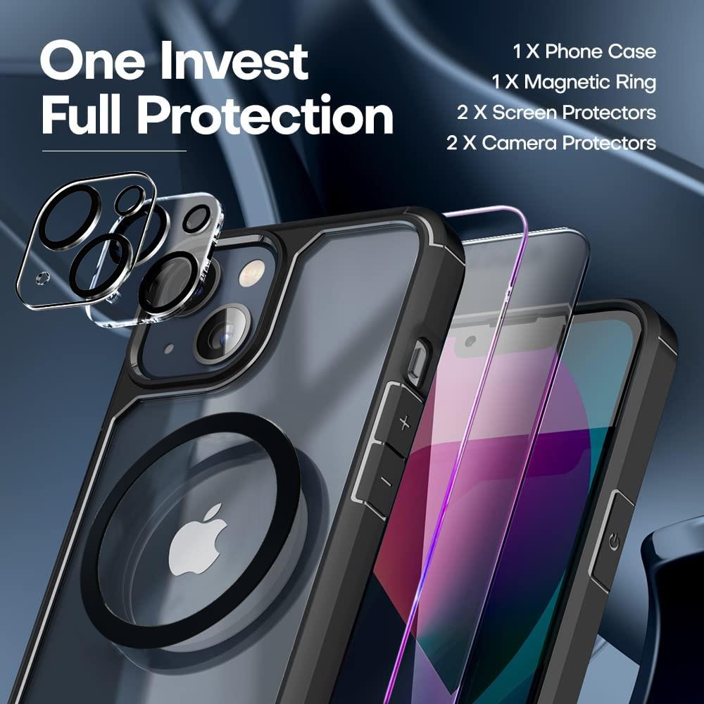 Boom of Sweden [6in1] BOOM iPhone 14 Plus Skal - Kameralinsskydd - Härdat Glas - MagSafe Ring