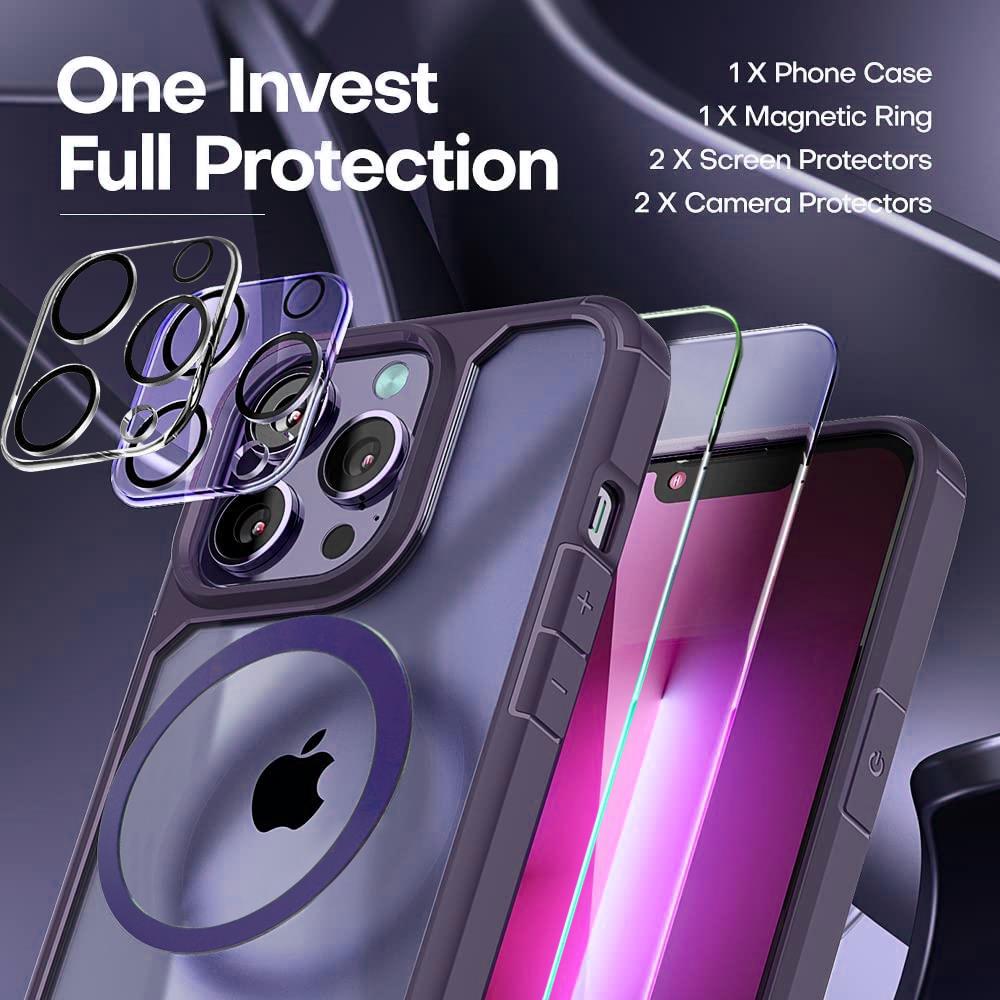 Boom of Sweden [6in1] BOOM iPhone 14 Pro Skal - Kameralinsskydd - Härdat Glas - MagSafe Ring