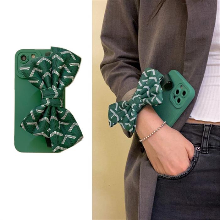 OEM Bowknot Handrem iPhone 12 Skal - Grön