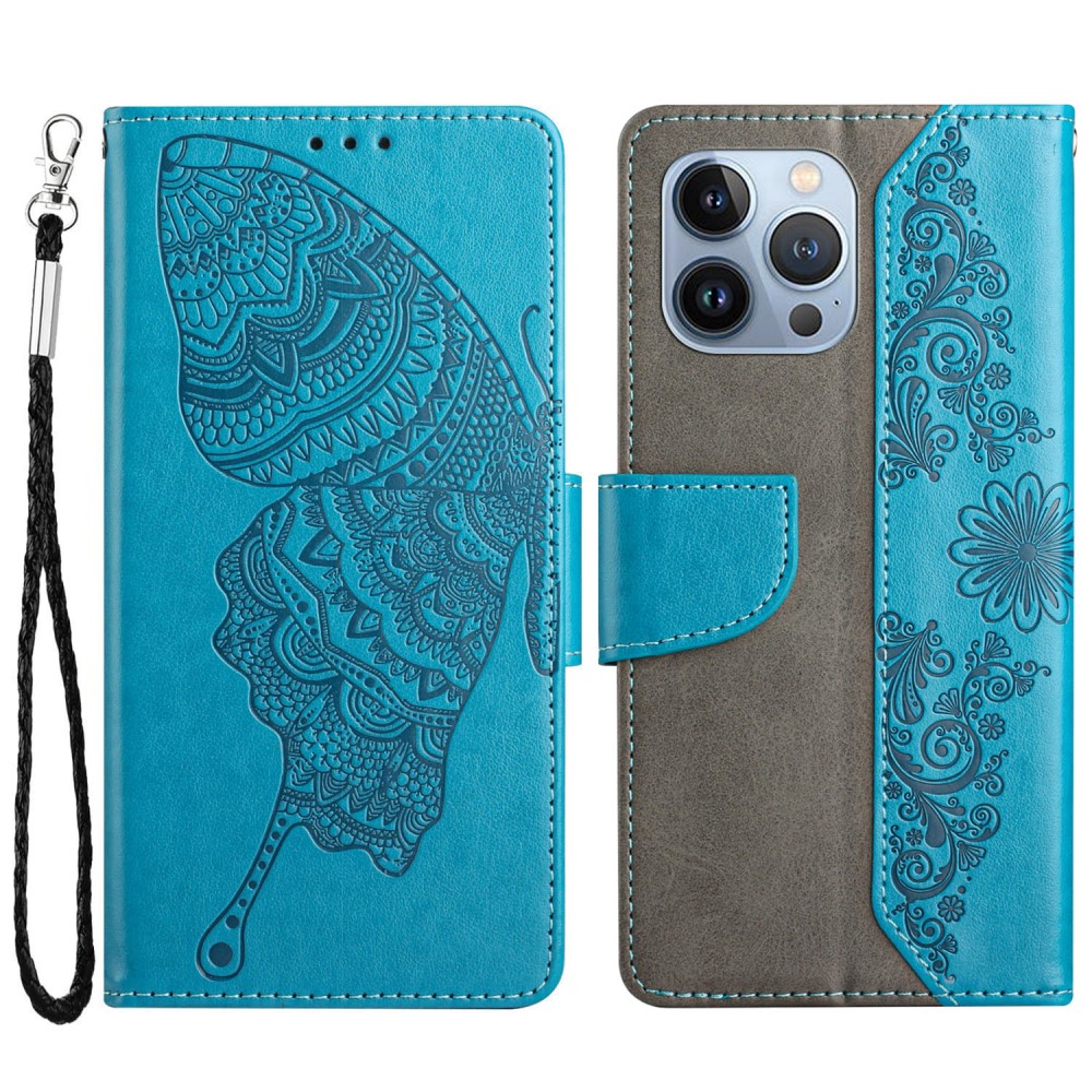 OEM Fjärilar iPhone 12 Pro Max Plånboksfodral - Blå