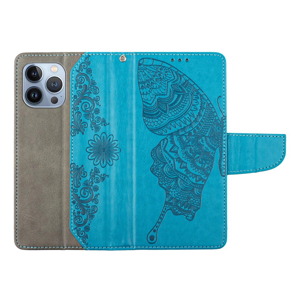 OEM Fjärilar iPhone 12 Pro Max Plånboksfodral - Blå