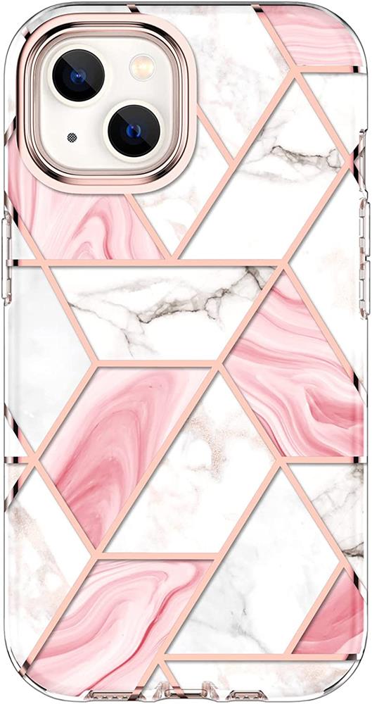 OEM Marble Grid 360° Skal iPhone 13 - Rosa