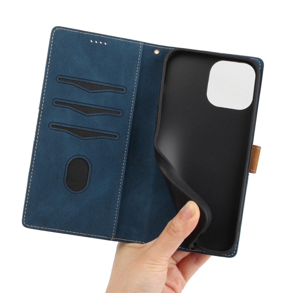 OEM Splicing Design iPhone 13 Pro Plånboksfodral - Blå