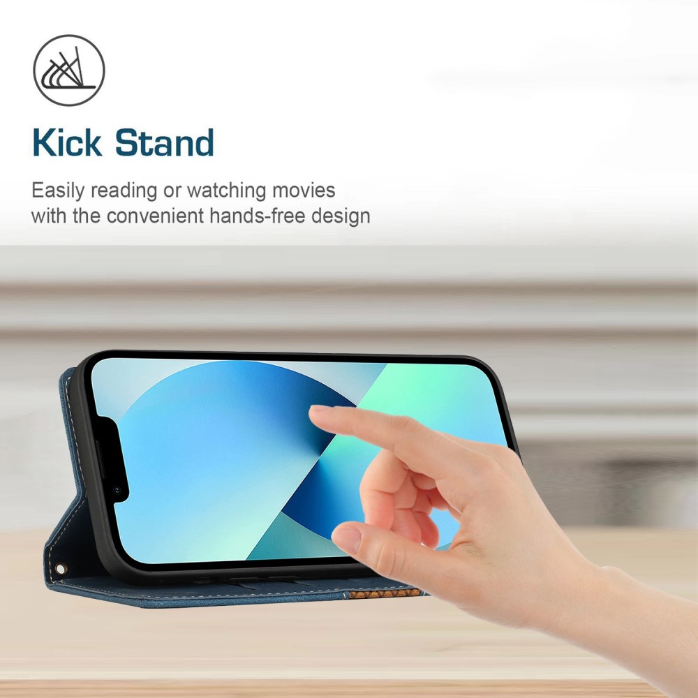 OEM Splicing Design iPhone 13 Pro Plånboksfodral - Blå