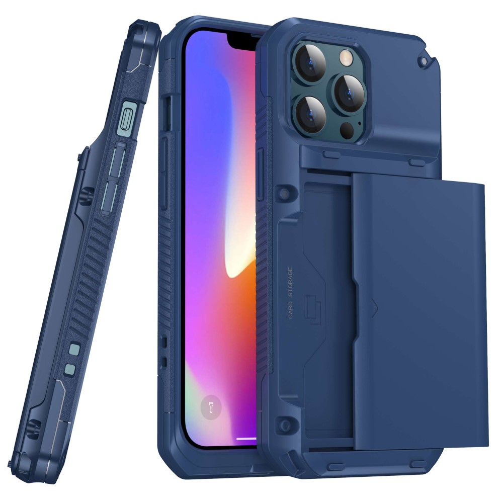 OEM iPhone 13 Pro Max Skal Med Kortfack - Blå