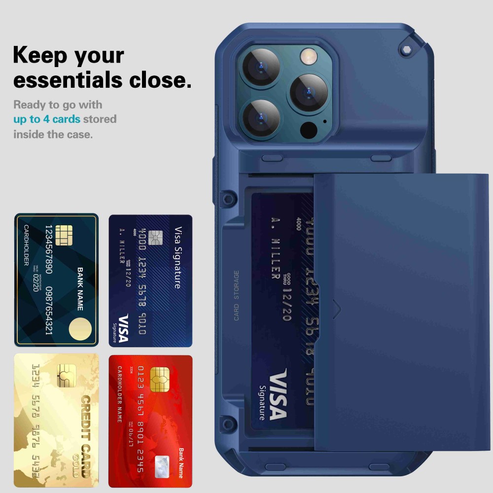 OEM iPhone 13 Pro Max Skal Med Kortfack - Blå