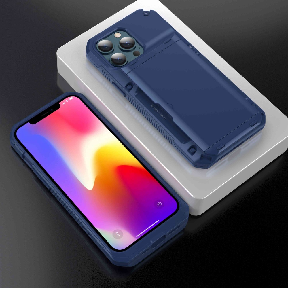 OEM iPhone 13 Pro Max Skal Med Kortfack - Blå