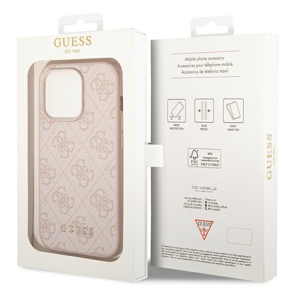 Guess GUESS iPhone 14 Pro Max Skal Metall Gold Logo - Rosa