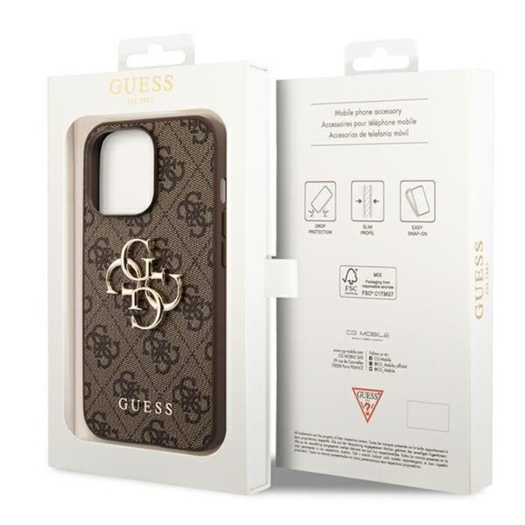 Guess GUESS iPhone 14 Pro Max Skal Big Metall Logo - Brun