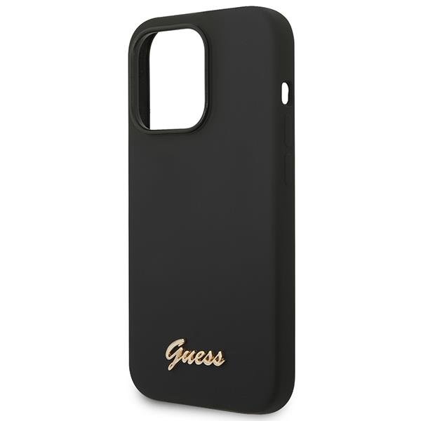 UTGATT1 GUESS iPhone 14 Pro Skal Silicone Vintage Gold Logo - Svart