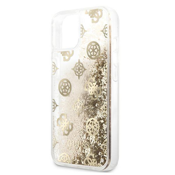 Guess Guess iPhone 13 mini Skal Peony Liquid Glitter - Guld