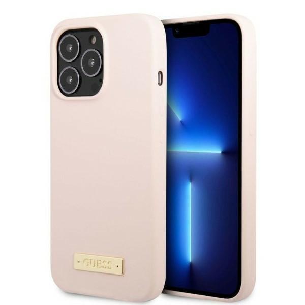 Guess Guess iPhone 13 Pro Max Skal MagSafe Silicone Logo Plate - Rosa