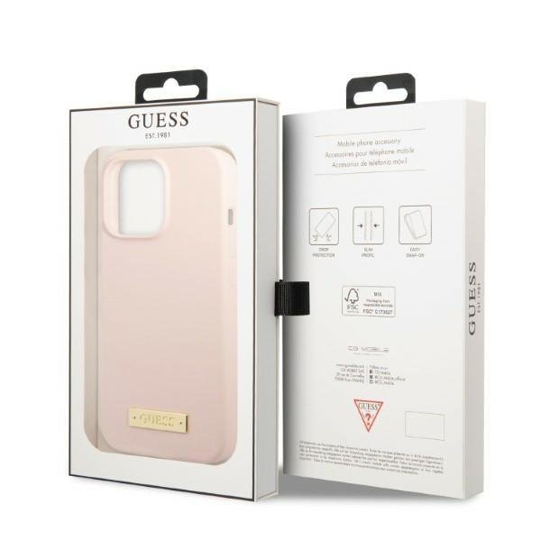 Guess Guess iPhone 13 Pro Max Skal MagSafe Silicone Logo Plate - Rosa