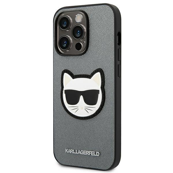 KARL LAGERFELD Karl Lagerfeld iPhone 14 Pro Skal Saffiano Choupette Head Patch - Silver