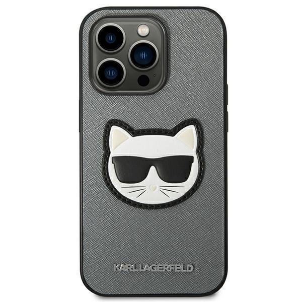 KARL LAGERFELD Karl Lagerfeld iPhone 14 Pro Skal Saffiano Choupette Head Patch - Silver