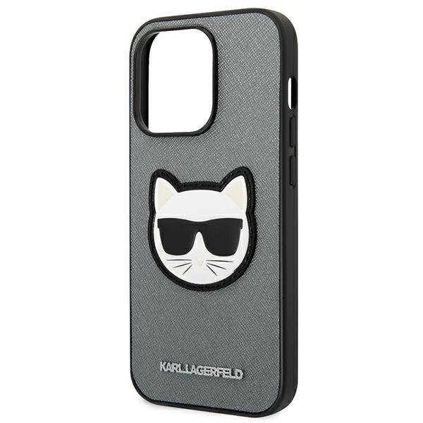 KARL LAGERFELD Karl Lagerfeld iPhone 14 Pro Skal Saffiano Choupette Head Patch - Silver