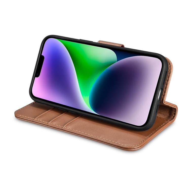 ICARER iCarer iPhone 14 Plånboksfodral 2in1 Äkta Läder - Brun