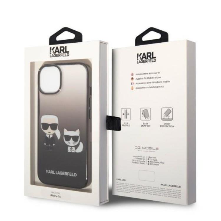KARL LAGERFELD Karl Lagerfeld iPhone 14 Skal Gradient Ikonik Karl & Choupette - Svart