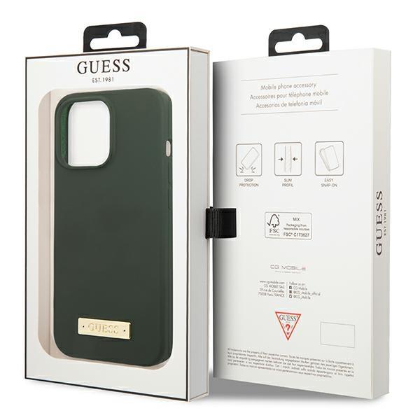 Guess Guess iPhone 13 Pro Skal MagSafe Silicone Logo Plate - Khaki