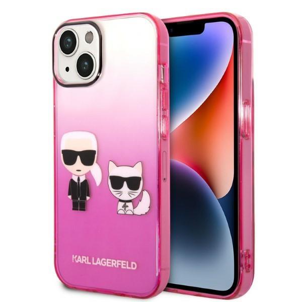 KARL LAGERFELD Karl Lagerfeld iPhone 14 Plus Skal Gradient Ikonik Karl & Choupette - Rosa