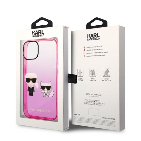 KARL LAGERFELD Karl Lagerfeld iPhone 14 Plus Skal Gradient Ikonik Karl & Choupette - Rosa