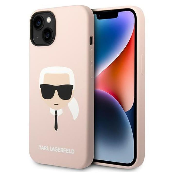 KARL LAGERFELD Karl Lagerfeld iPhone 14 Plus Skal Czarny Silicone Karl`s Head - Rosa