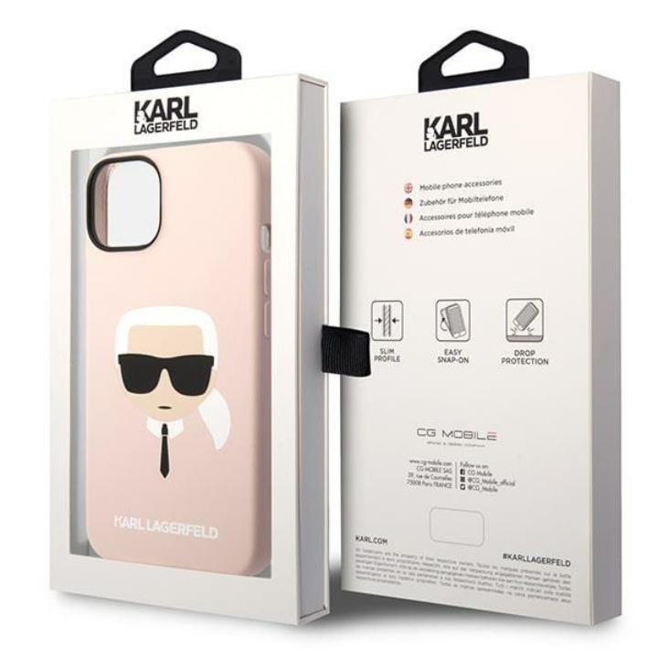 KARL LAGERFELD Karl Lagerfeld iPhone 14 Plus Skal Czarny Silicone Karl`s Head - Rosa