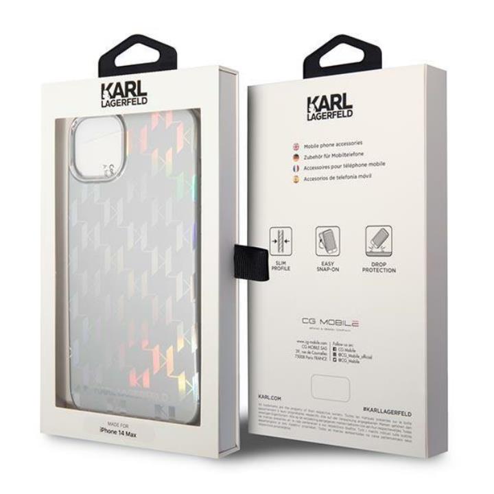 KARL LAGERFELD Karl Lagerfeld iPhone 14 Plus Skal Monogram Iridescent - Silver