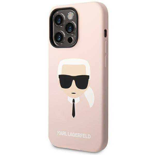 KARL LAGERFELD Karl Lagerfeld iPhone 14 Pro Skal Czarny Silicone Karl`s Head - Rosa