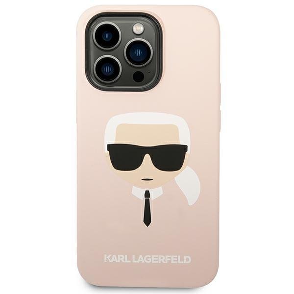 KARL LAGERFELD Karl Lagerfeld iPhone 14 Pro Skal Czarny Silicone Karl`s Head - Rosa