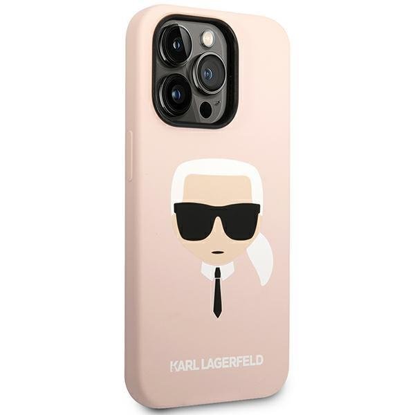 KARL LAGERFELD Karl Lagerfeld iPhone 14 Pro Skal Czarny Silicone Karl`s Head - Rosa
