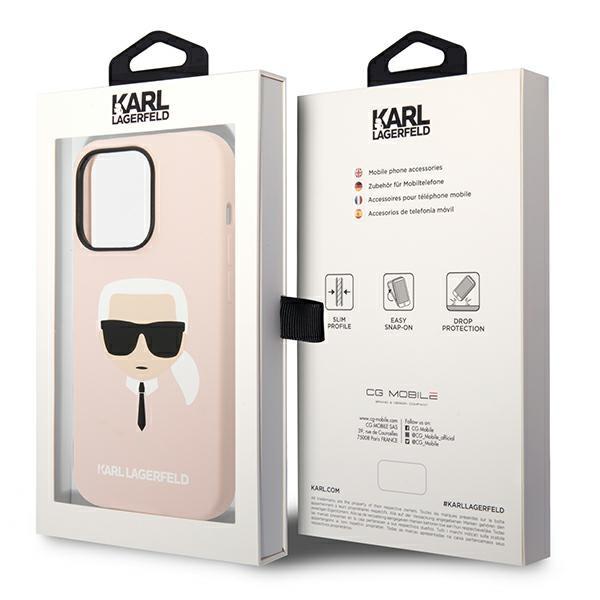 KARL LAGERFELD Karl Lagerfeld iPhone 14 Pro Skal Czarny Silicone Karl`s Head - Rosa
