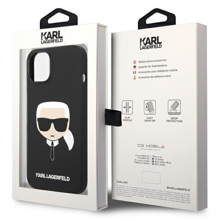 KARL LAGERFELD Karl Lagerfeld iPhone 14 Skal Czarny Silicone Karl`s Head - Svart