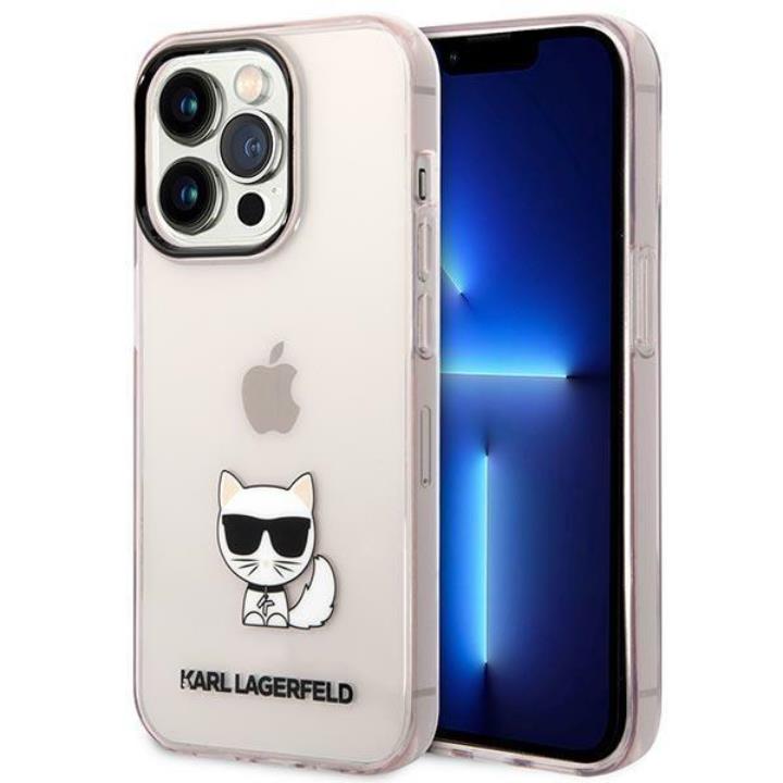 KARL LAGERFELD Karl Lagerfeld iPhone 14 Pro Skal Transparent Choupette Body - Rosa
