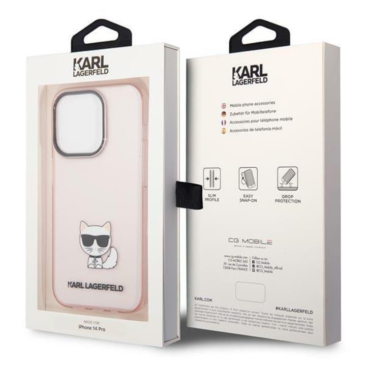 KARL LAGERFELD Karl Lagerfeld iPhone 14 Pro Skal Transparent Choupette Body - Rosa