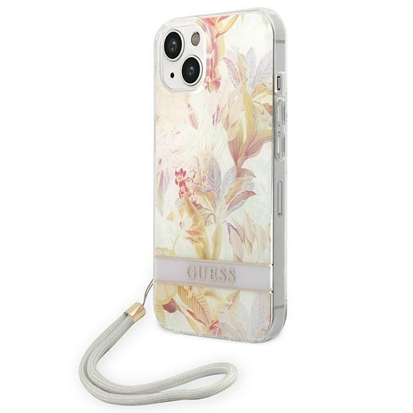 Guess GUESS iPhone 14 Plus Skal Flower Strap - Lila