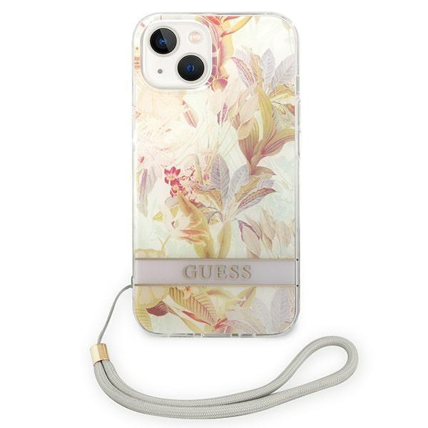 Guess GUESS iPhone 14 Plus Skal Flower Strap - Lila